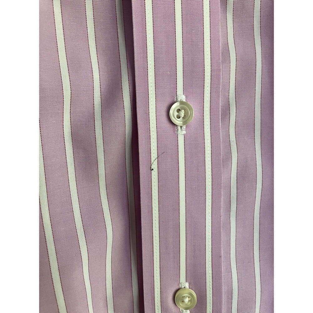 Brooks Brothers Slim Fit Shirt 16.5 35 Pink Stripe Non Iron Cotton Tiny Pen Mark - Picture 3 of 6